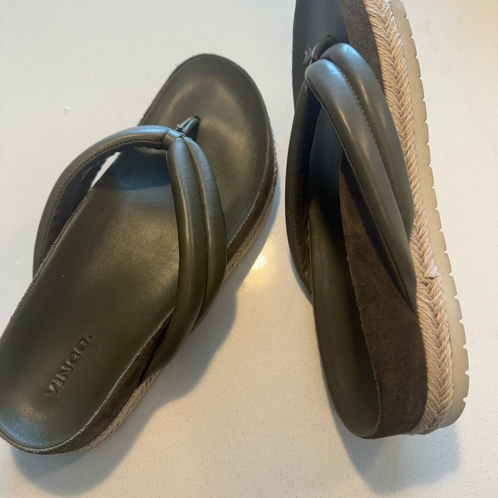 Vince Dark Green Leather Footwear - Picture 4 of 8